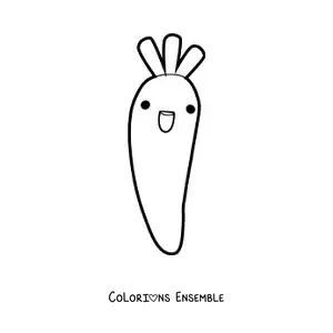 Image à colorier d'une grande carotte saine et mignonne kawaii de dessin animé
