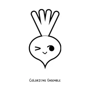 Image à colorier d'un grand radis kawaii tout mignon de dessin animé