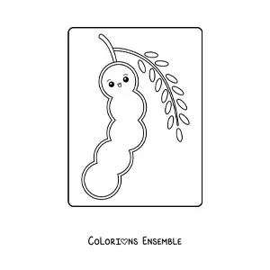 Image à colorier d'une mignonne cosse de petits pois kawaii de dessin animé