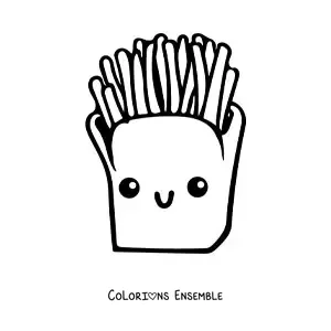 Image à colorier de frites kawaii