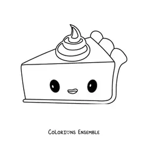 Image à colorier d'une tarte à la citrouille kawaii
