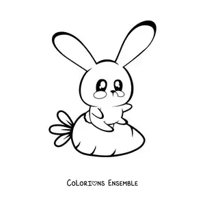 Image à colorier d'un lapin kawaii avec une carotte