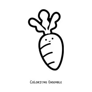 Image à colorier d'une carotte kawaii