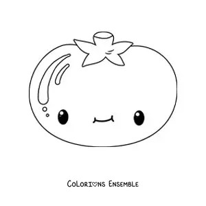 Image à colorier d'une tomate kawaii
