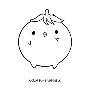 Image à colorier facile d'une grande tomate kawaii