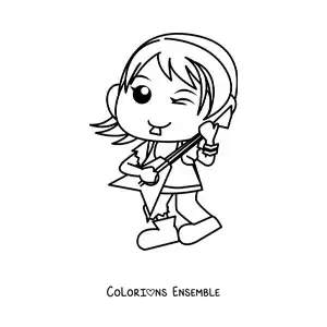 Coloriage d'une fille rockeuse avec une guitare électrique