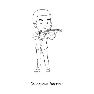 Coloriage d'un garçon violoniste