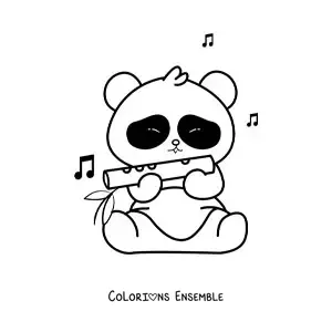 Coloriage d'un ours qui joue de la flûte