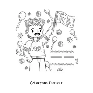 Coloriage d'un garçon avec le drapeau du Mexique