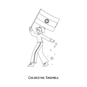 Coloriage d'une fille avec le drapeau de l'Argentine