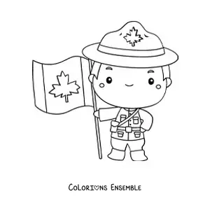 Coloriage d'un homme avec le drapeau du Canada