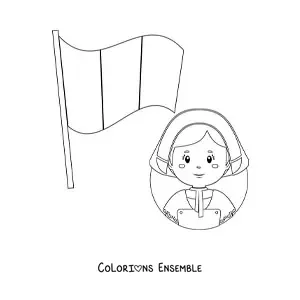 Coloriage d'une femme avec le drapeau de la France