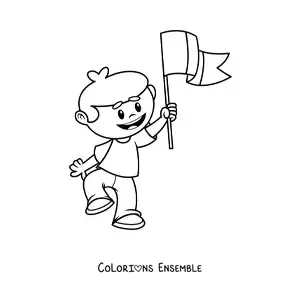 Coloriage d'un garçon avec le drapeau de l'Italie