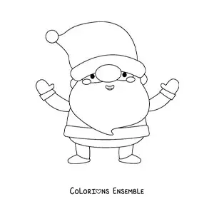 Coloriage du Père Noël kawaii