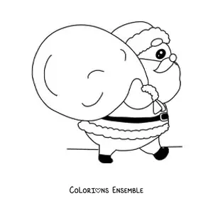 Coloriage du Père Noël avec des cadeaux