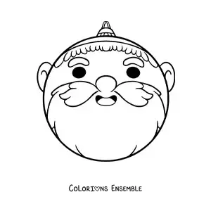 Coloriage d'une boule de Noël kawaii en forme de Père Noël