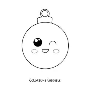 Image à colorier d'une boule de Noël kawaii animée