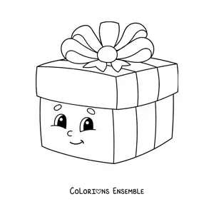 Image à colorier d'un cadeau de Noël animé