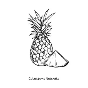 Image à colorier d'un ananas avec une tranche
