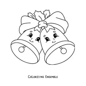 Image à colorier de cloches de Noël animées