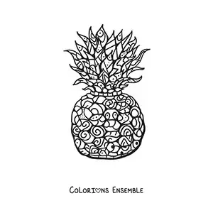 Image à colorier d'un ananas avec des figures géométriques