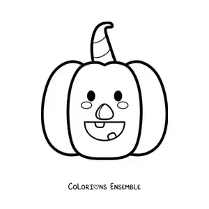 Image à colorier facile d'une citrouille kawaii d'Halloween