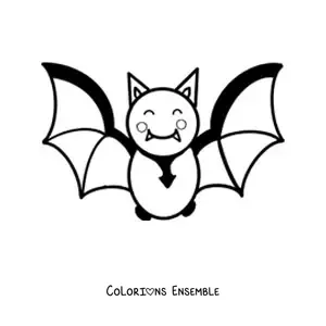Image à colorier d'une mignonne chauve-souris en train de voler