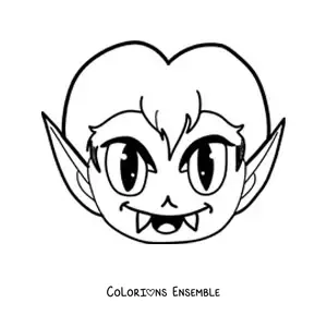 Image à colorier d'un visage de vampire kawaii