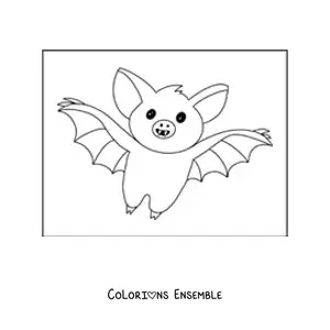 Image à colorier d'une jolie chauve-souris en train de voler