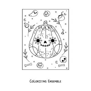 Image à colorier d'une citrouille d'Halloween mexicaine