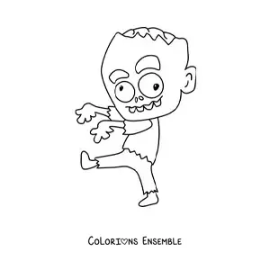 Image à colorier d'un zombie qui marche