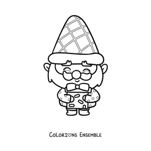 Image à colorier d'un mignon gnome kawaii avec un cadeau