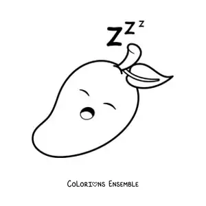 Image à colorier d'une mangue animée qui dort