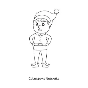 Image à colorier d'un mignon lutin kawaii