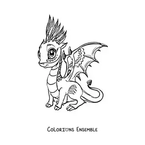 Image à colorier d'un magnifique bébé dragon kawaii