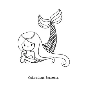 Image à colorier d'une sirène allongée