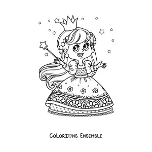 Coloriage d'une grande princesse magique