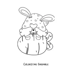 Coloriage d'un gnome de Pâques avec une carotte géante