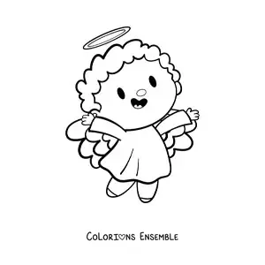 Coloriage d'un ange kawaii
