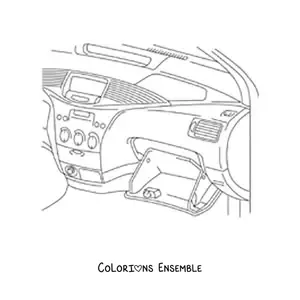 Image à colorier de la boîte à gants d’une voiture