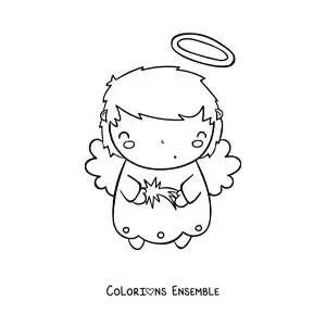 Coloriage d'un tendre ange de Noël avec une étoile