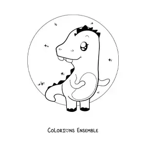 Coloriage facile d'un dinosaure kawaii
