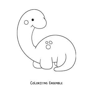 Coloriage d'un dinosaure kawaii animé souriant