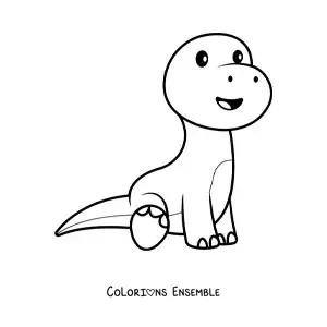 Coloriage facile d'un dinosaure kawaii assis