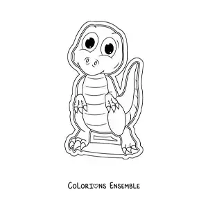 Coloriage d'un grand dinosaure kawaii