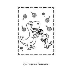 Coloriage d'un grand bébé dinosaure kawaii