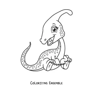 Coloriage d'un beau bébé dinosaure assis