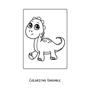 Coloriage d'un bébé dinosaure kawaii avec sa maman