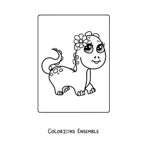 Coloriage d'un bébé dinosaure kawaii nouveau-né