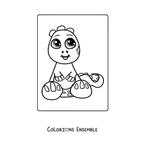 Coloriage facile d'un bébé dinosaure kawaii